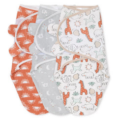 The Peanutshell Desert Safari swaddle terracotta print in breathable cotton for newborn comfort.