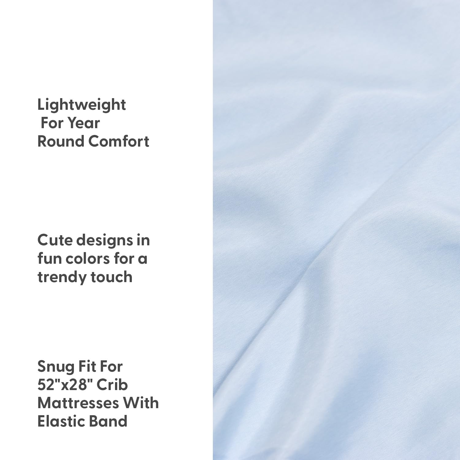 The Peanutshell fitted crib sheet features snug elastic for secure, slip-free nightly sleep.