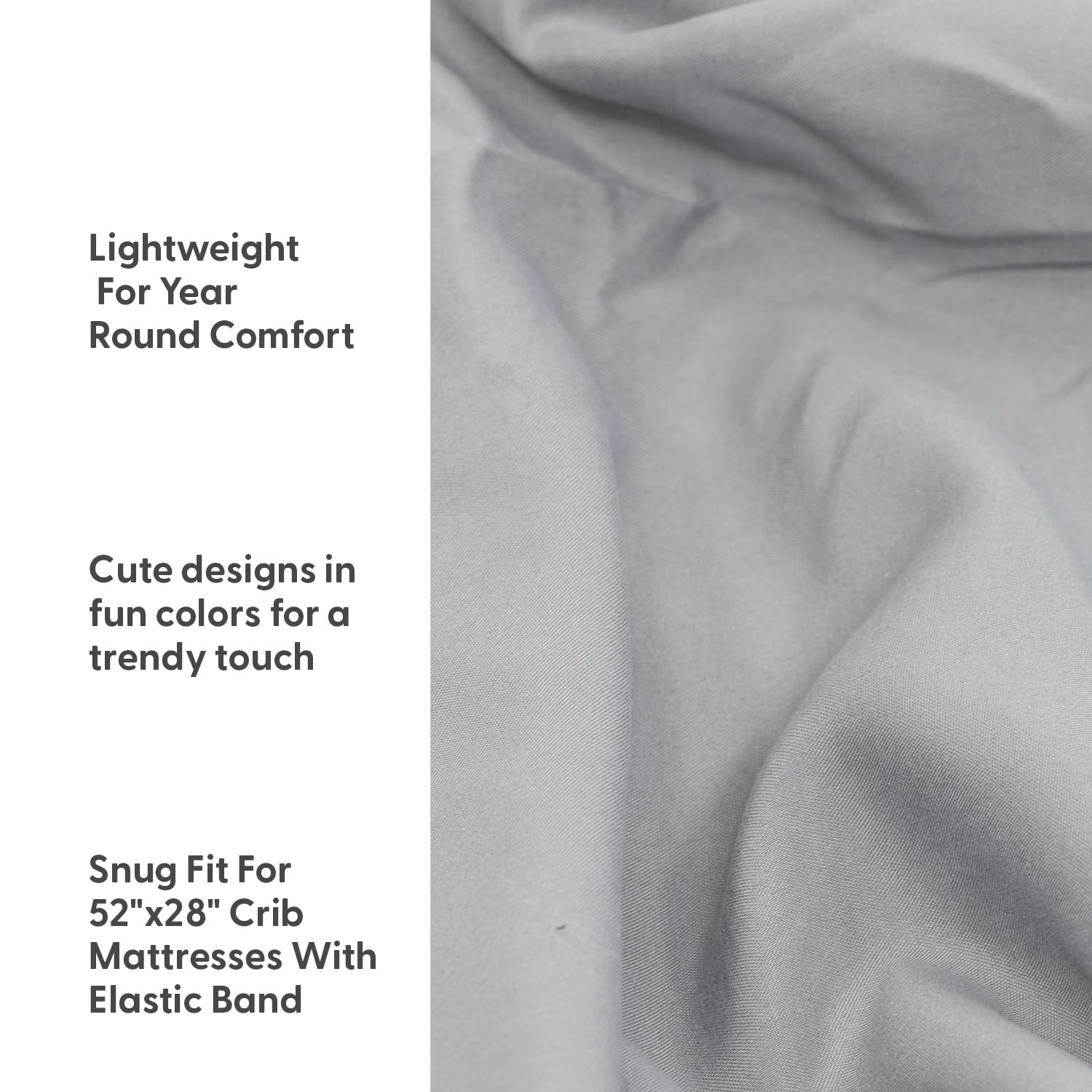 The Peanutshell fitted elastic crib sheets provide a snug fit on standard mattresses.