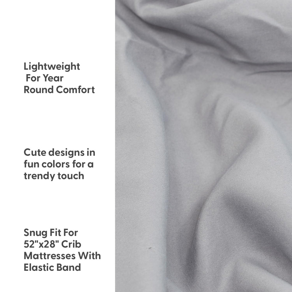 The Peanutshell fitted elastic crib sheets provide a snug fit on standard mattresses.