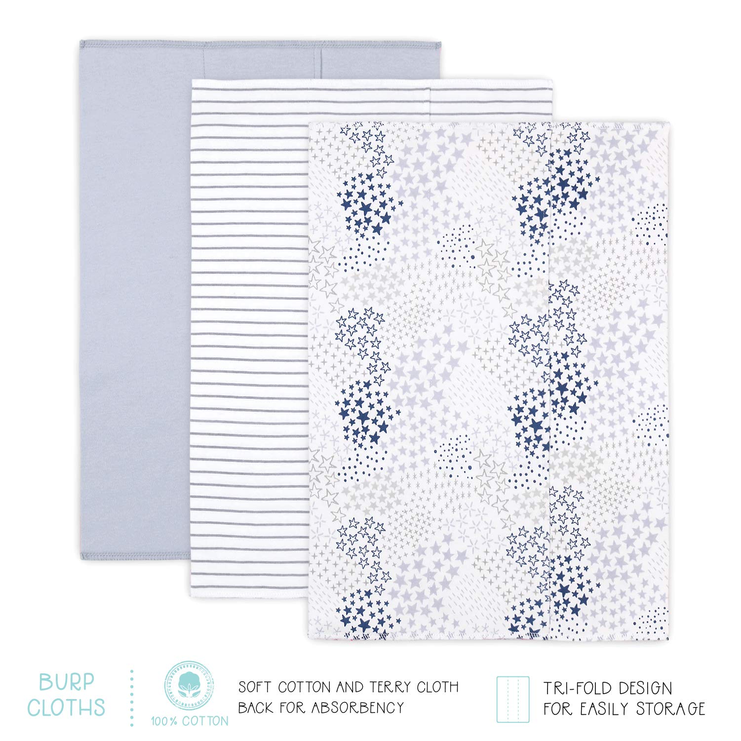The Peanutshell layette gift set bibs-napkins simplify mealtime and mess-cleanup.