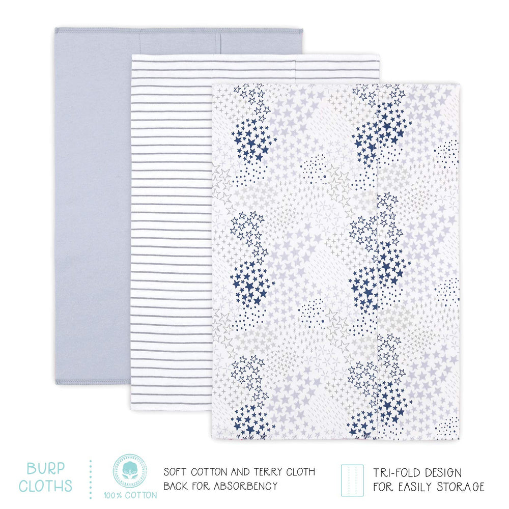 The Peanutshell layette gift set bibs-napkins simplify mealtime and mess-cleanup.