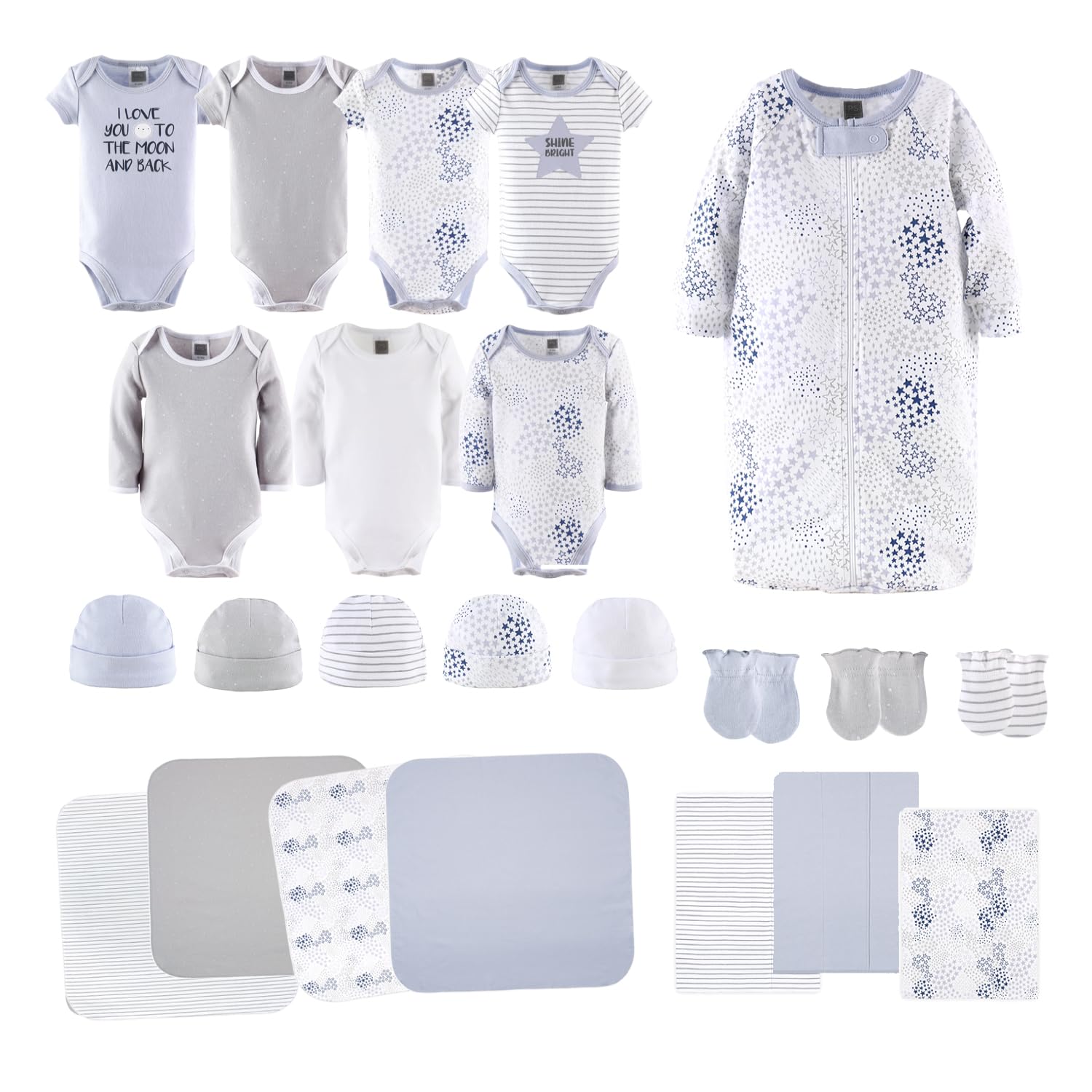 The Peanutshell layette gift set box-open presentation, ideal gifting for newborns.
