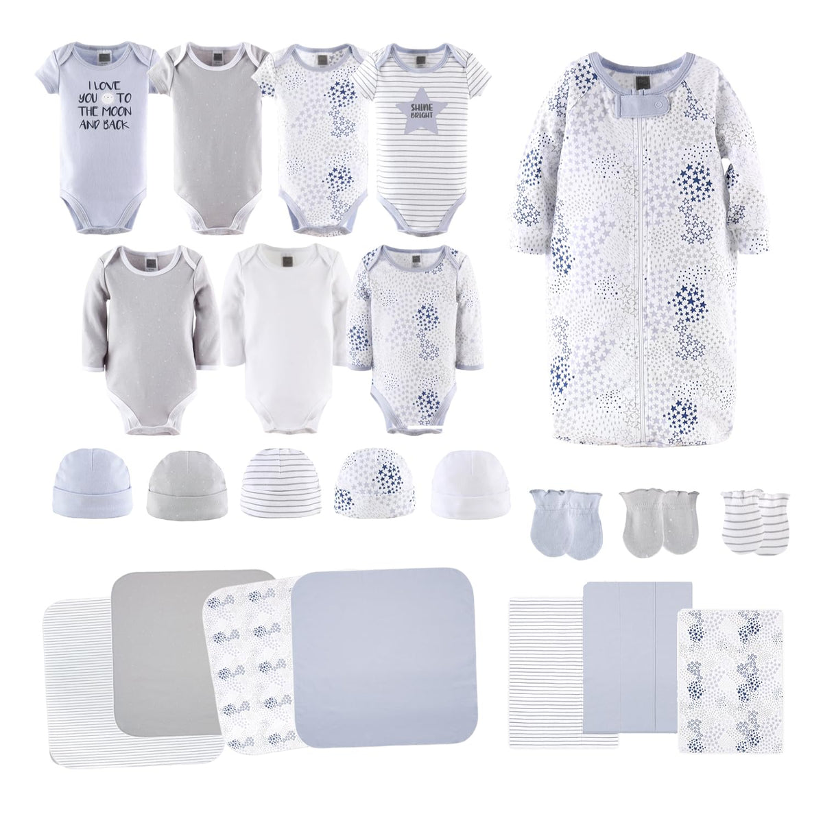 The Peanutshell layette gift set box-open presentation, ideal gifting for newborns.