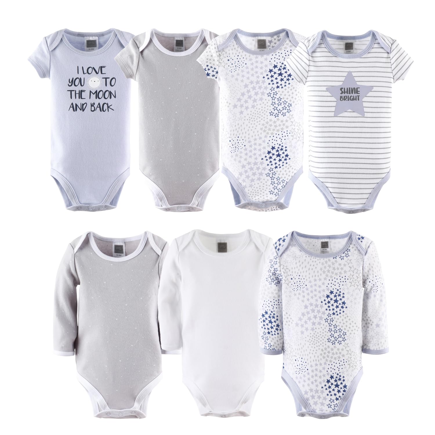 The Peanutshell layette gift set onesies, showcasing soft fabrics for comfortable everyday use.