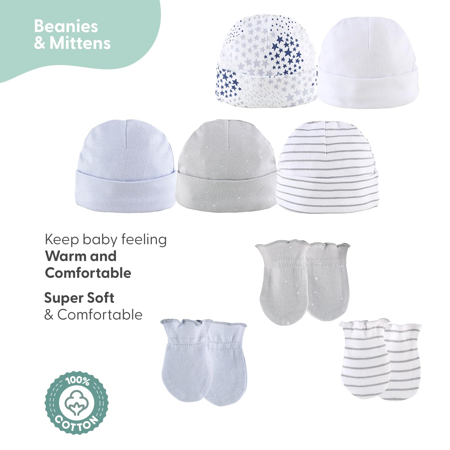 The Peanutshell layette gift set socks help protect little feet during first adventures.