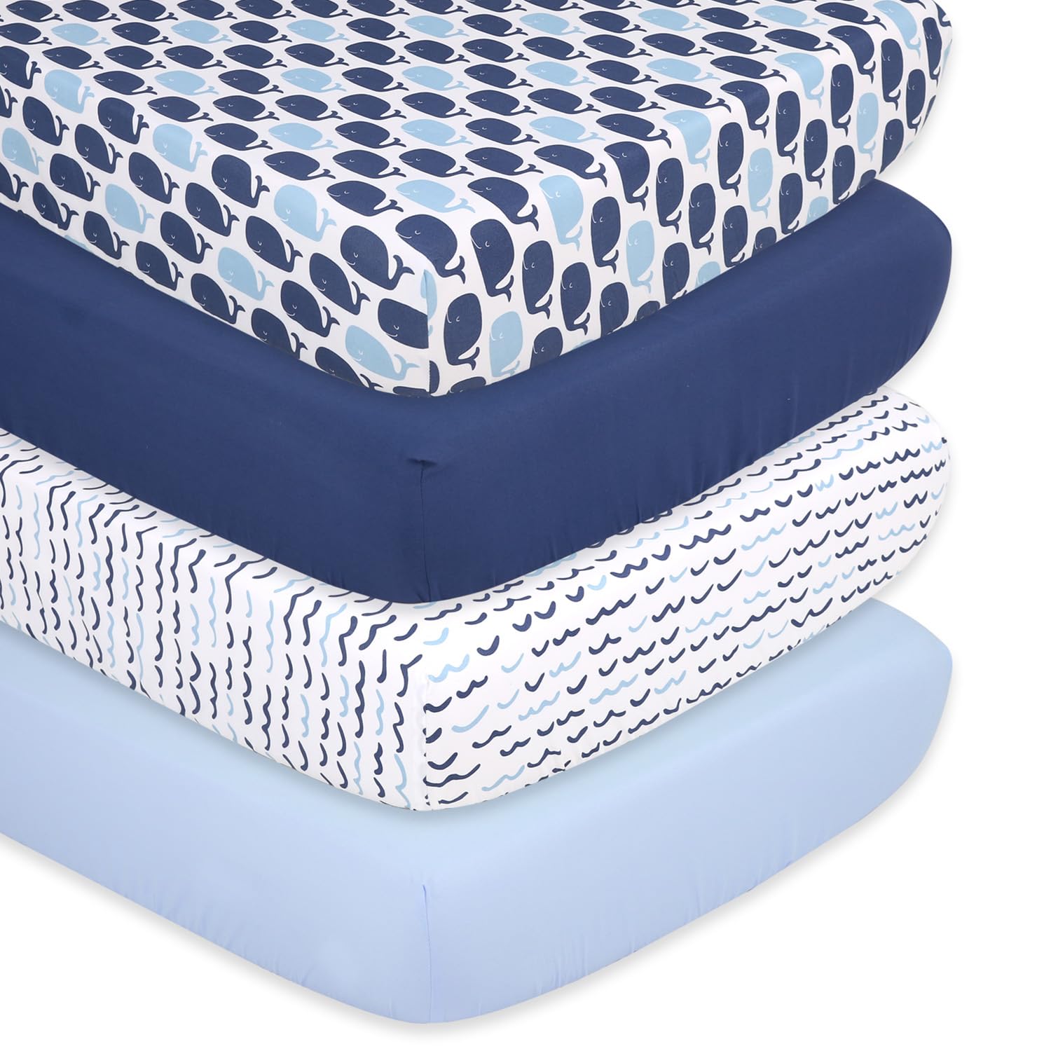 The Peanutshell nautical sleepy-whales prints crib sheets for cozy naps and calm nursery vibes.