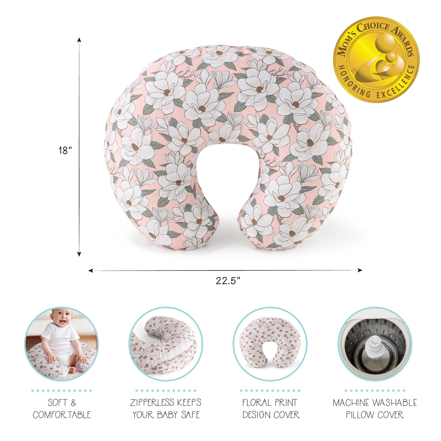 The Peanutshell nursing pillow cover in soft fabric for comfortable breastfeeding sessions.