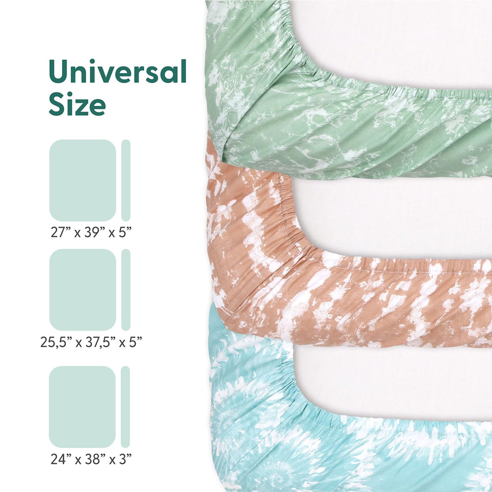 Peanutshell playard sheets elastic-fit detail demonstrating secure, snug coverage