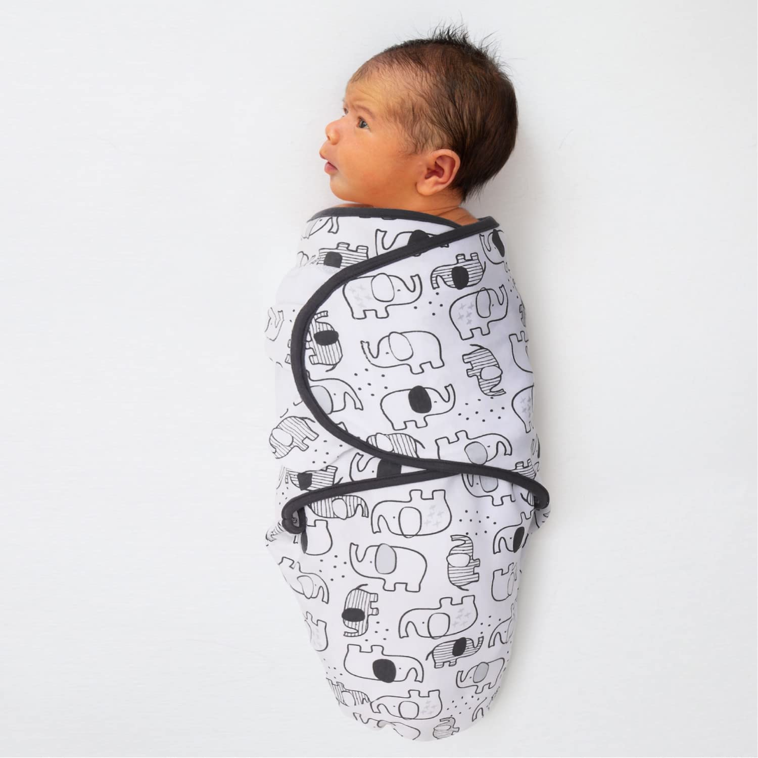 The Peanutshell elephant-outline swaddle adds playful nighttime comfort.