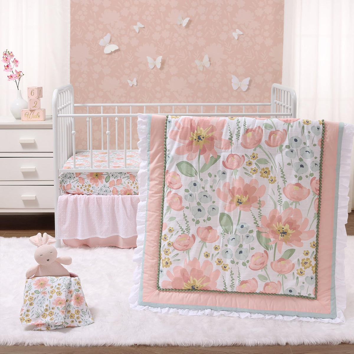 The Peanutshell Wildflower bedding set packaging; ready-to-use nursery decor.