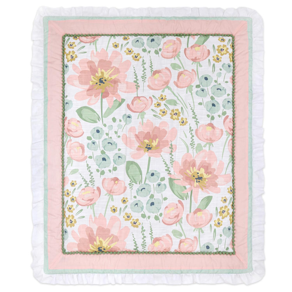 The Peanutshell Wildflower organic cotton fabric closeup highlights natural, gentle materials.