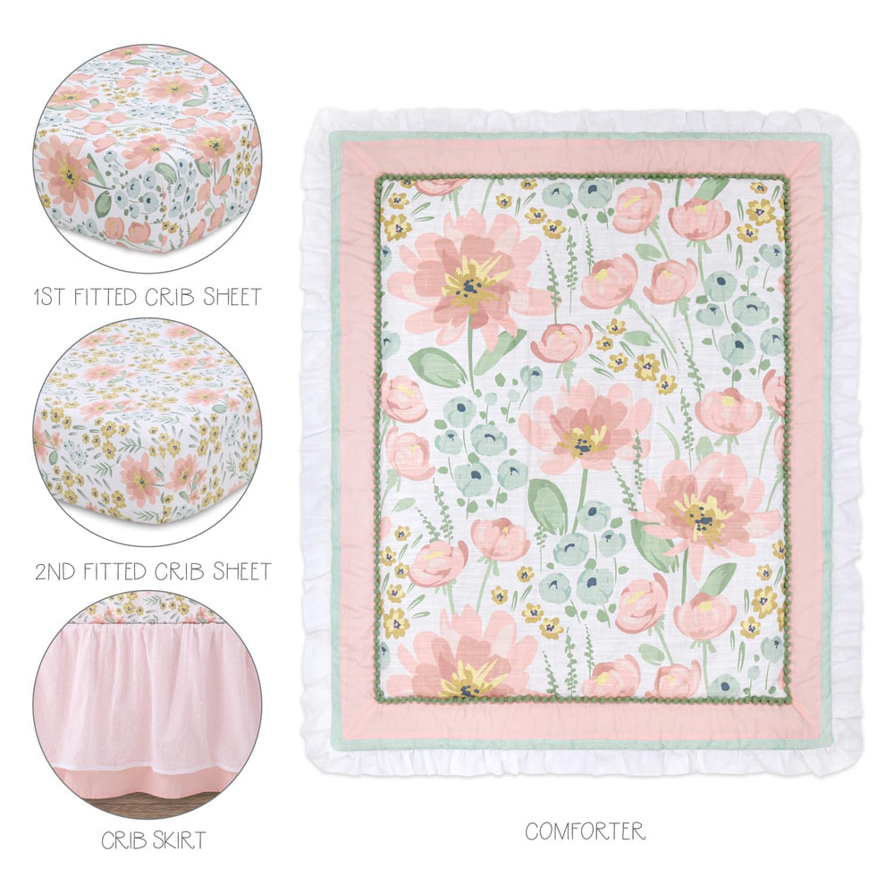 The Peanutshell Wildflower two-crib-sheets image shows secure, snug fitted sheets.