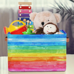 Peaom watercolor rainbow storage basket folded design saves space when not in use
