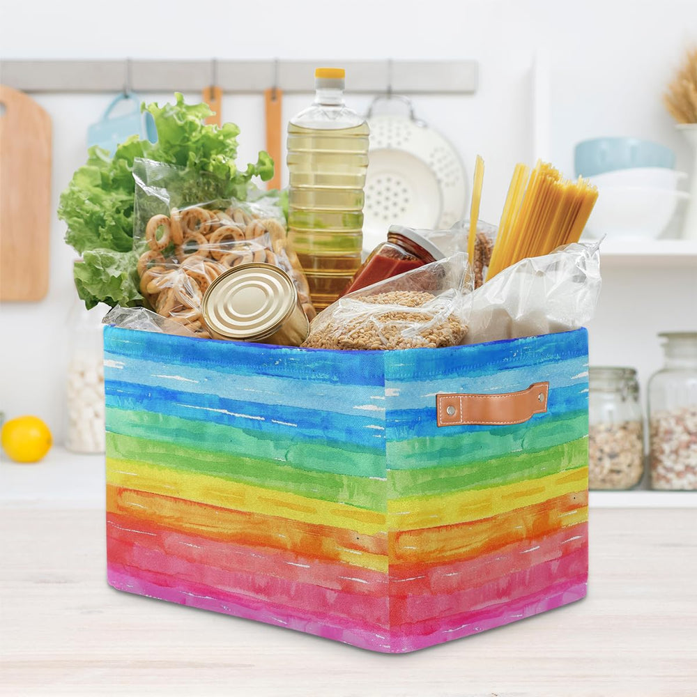 Peaom watercolor rainbow storage basket living room reducing clutter with style