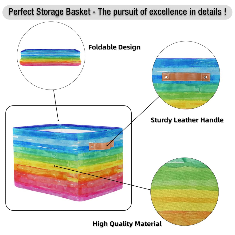 Peaom watercolor rainbow storage basket nursery decor ready for toys and towels