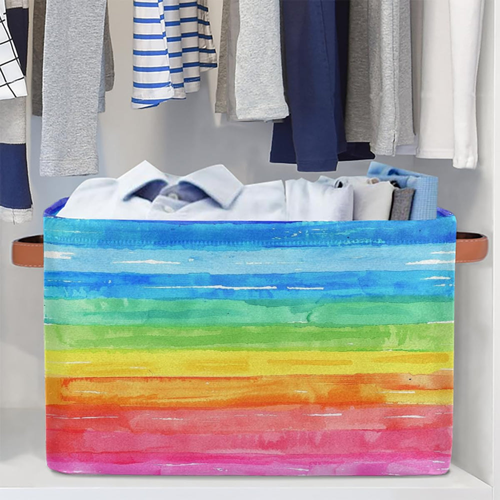 Peaom watercolor rainbow storage basket rainbow pattern adds cheerful decor while organizing items