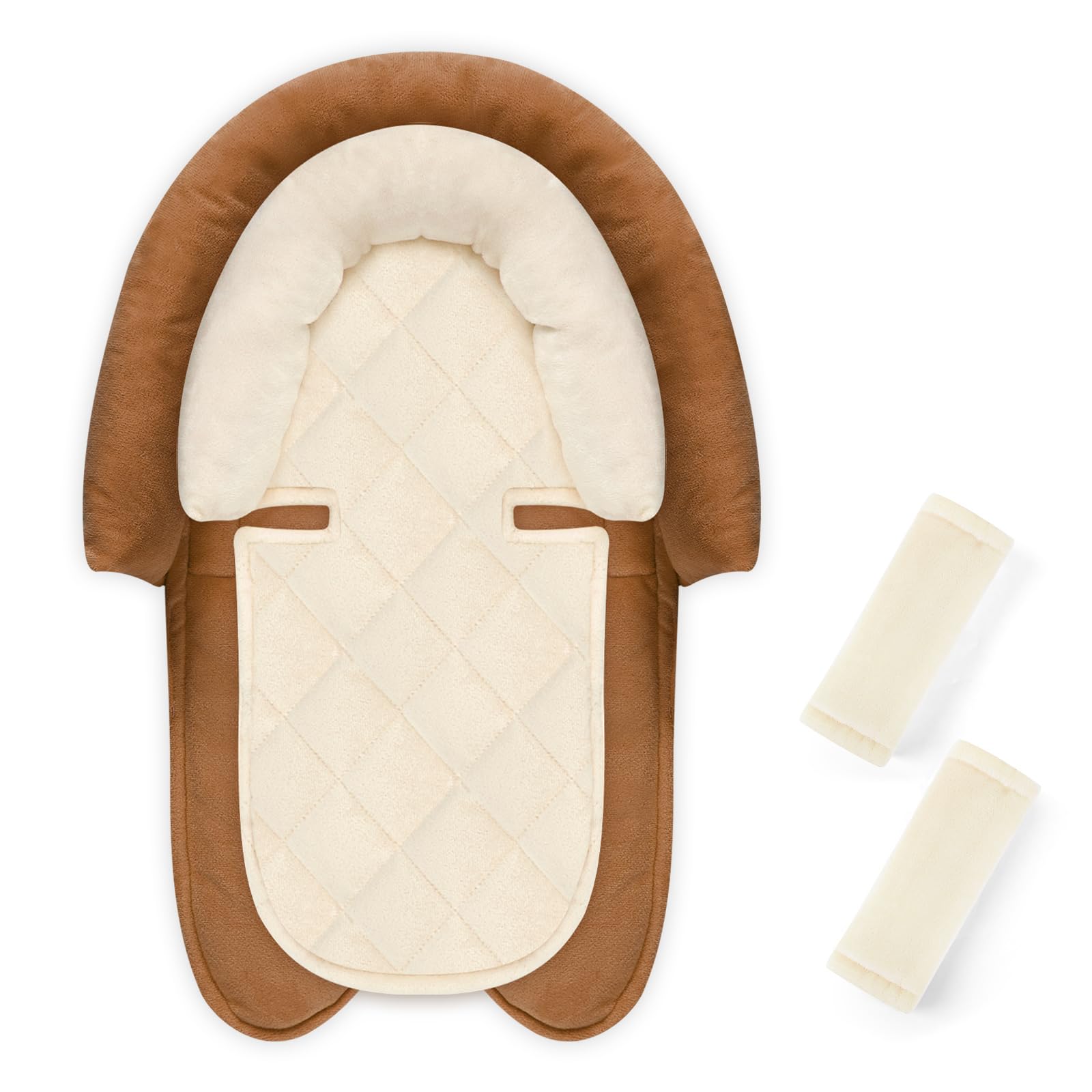 Pea Pod baby head and body support providing snug alignment for newborn rides.