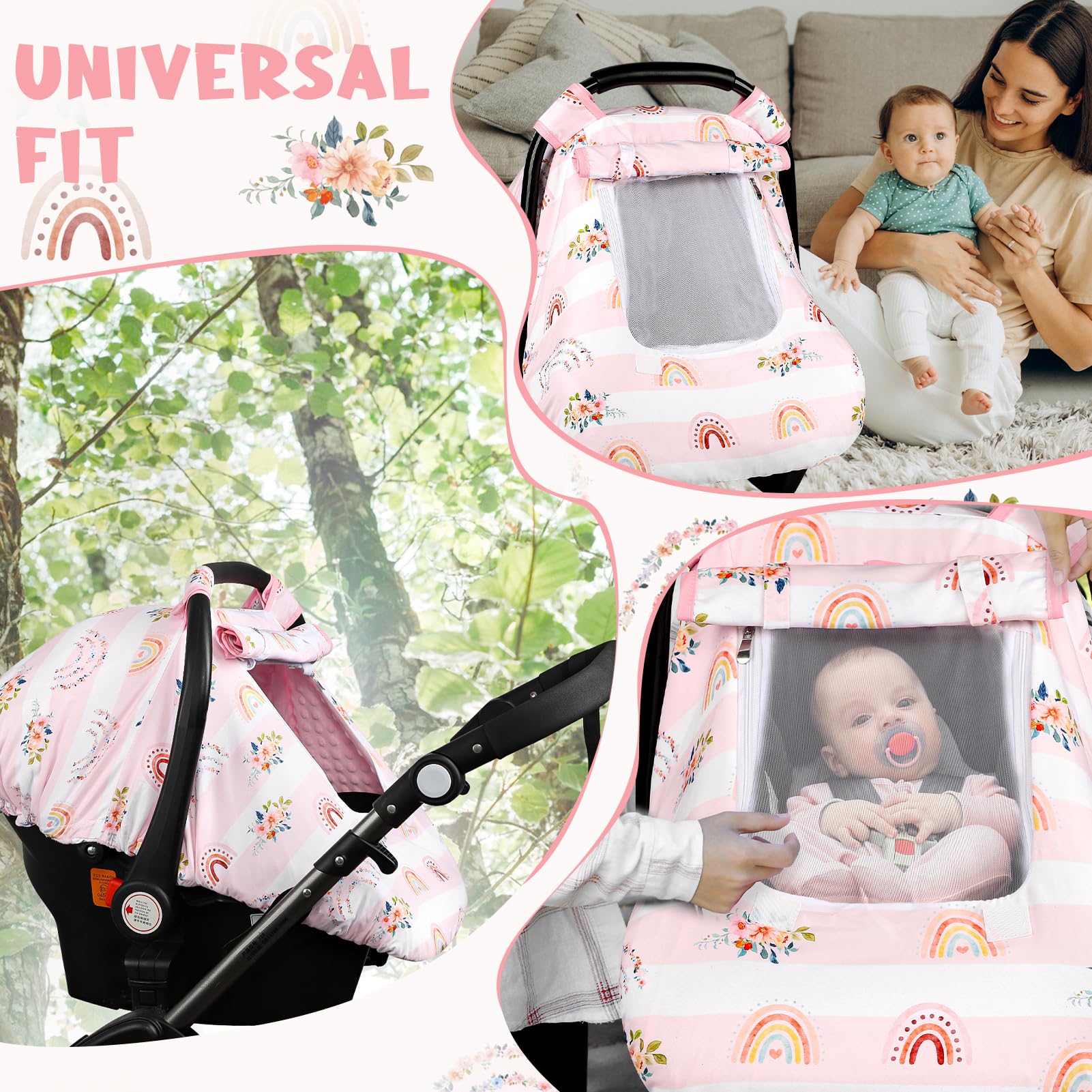 Pea Pod car seat cover folds into a compact bag for travel and gifting.