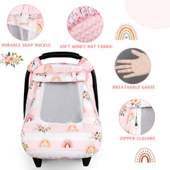 Pea Pod car seat cover blocks drafts with wind-protection window for outdoor use.