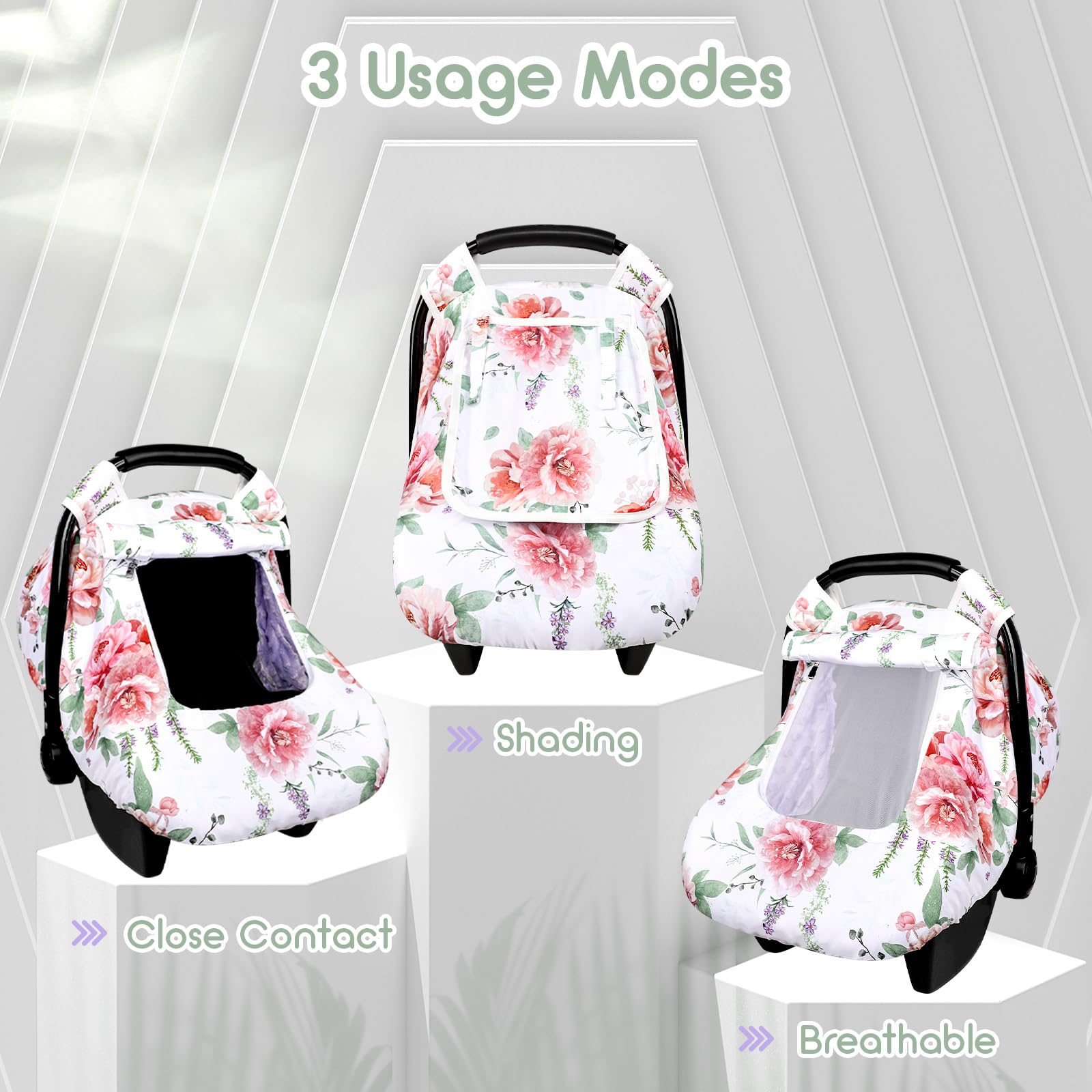 Pea Pod floral car seat cover elastic band keeps cover secure on seats.