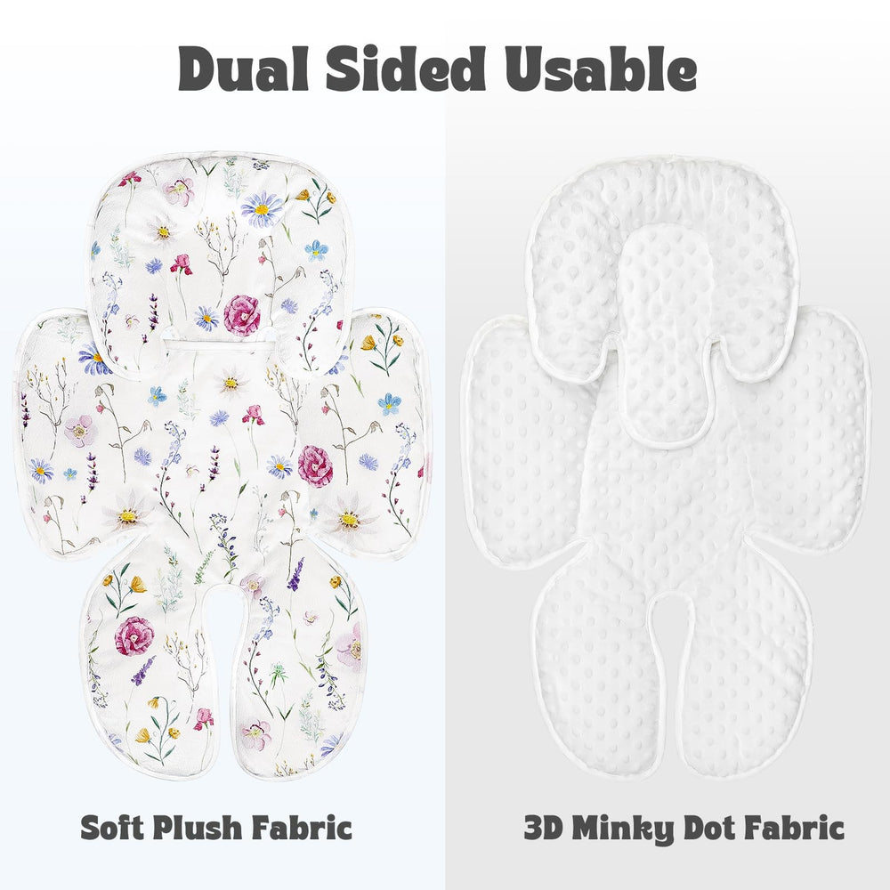 Pea Pod Wildflower in car seat demonstrates full body support for growing babies