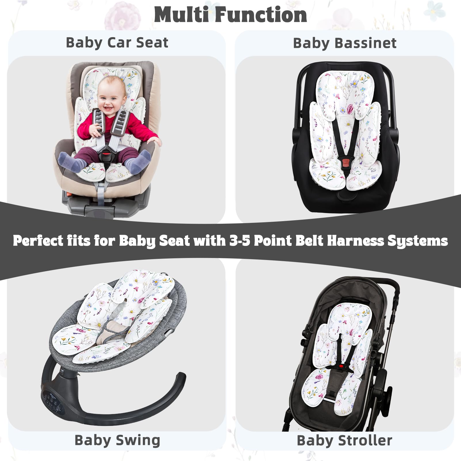 Pea Pod Wildflower in stroller use offering cushioned travel comfort