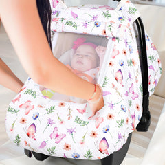 Pea Pod kick-proof fabric stays put during busy car rides