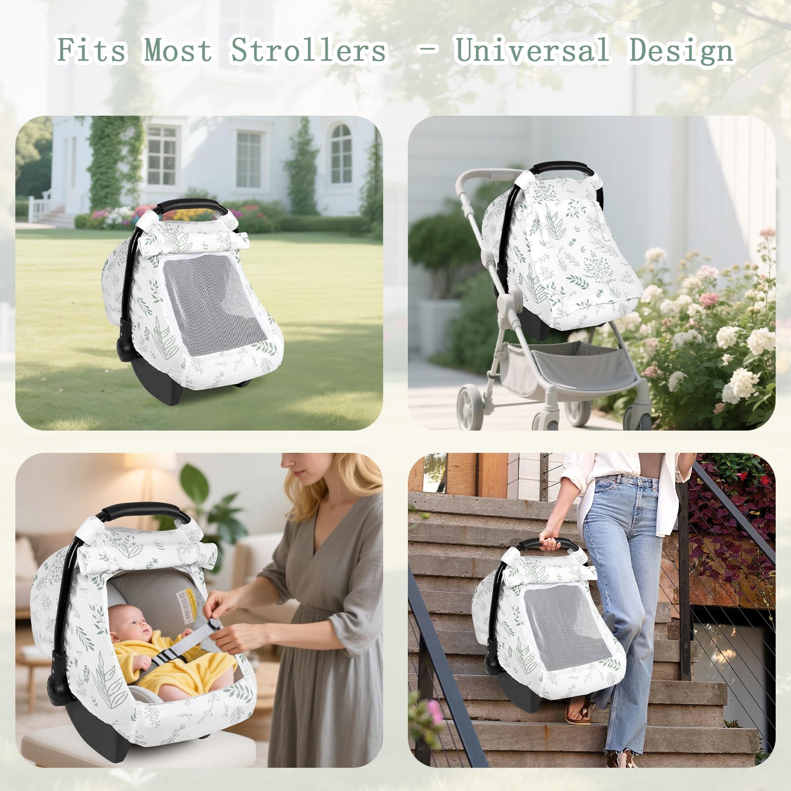 Pea Pod Muslin Car Seat Cover machine-washable fabric stays soft after washing.