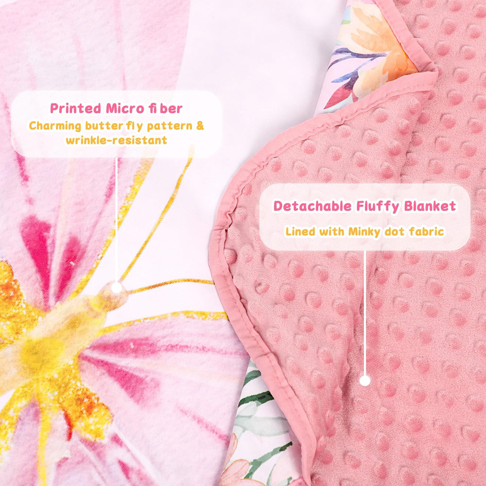 Pea Pod nap mat roll-up with hook-and-loop closures for easy transport.