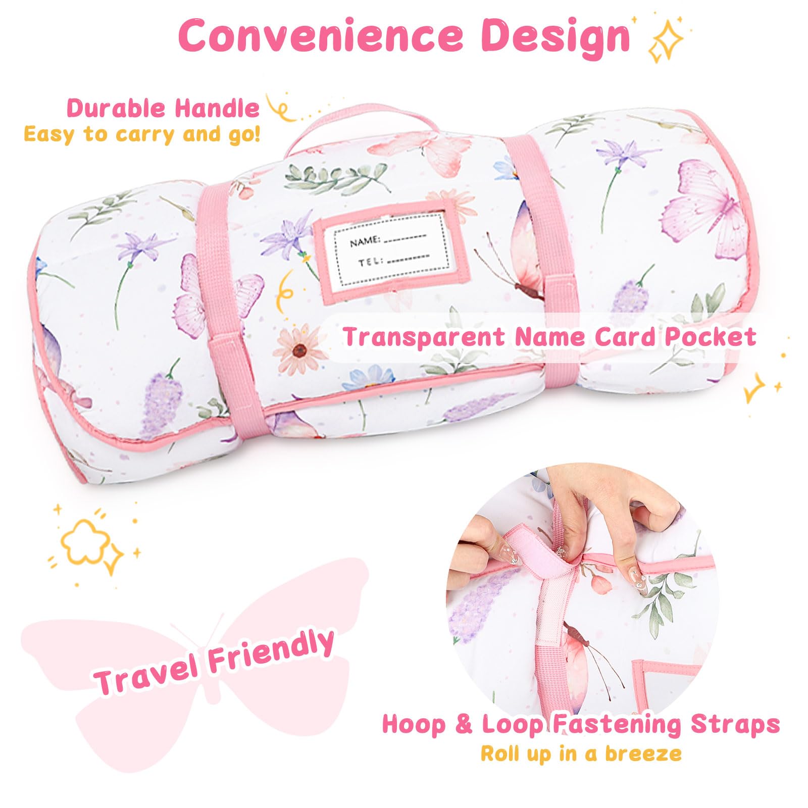 Pea Pod nap mat measures 51x23 inches, spacious for kids.