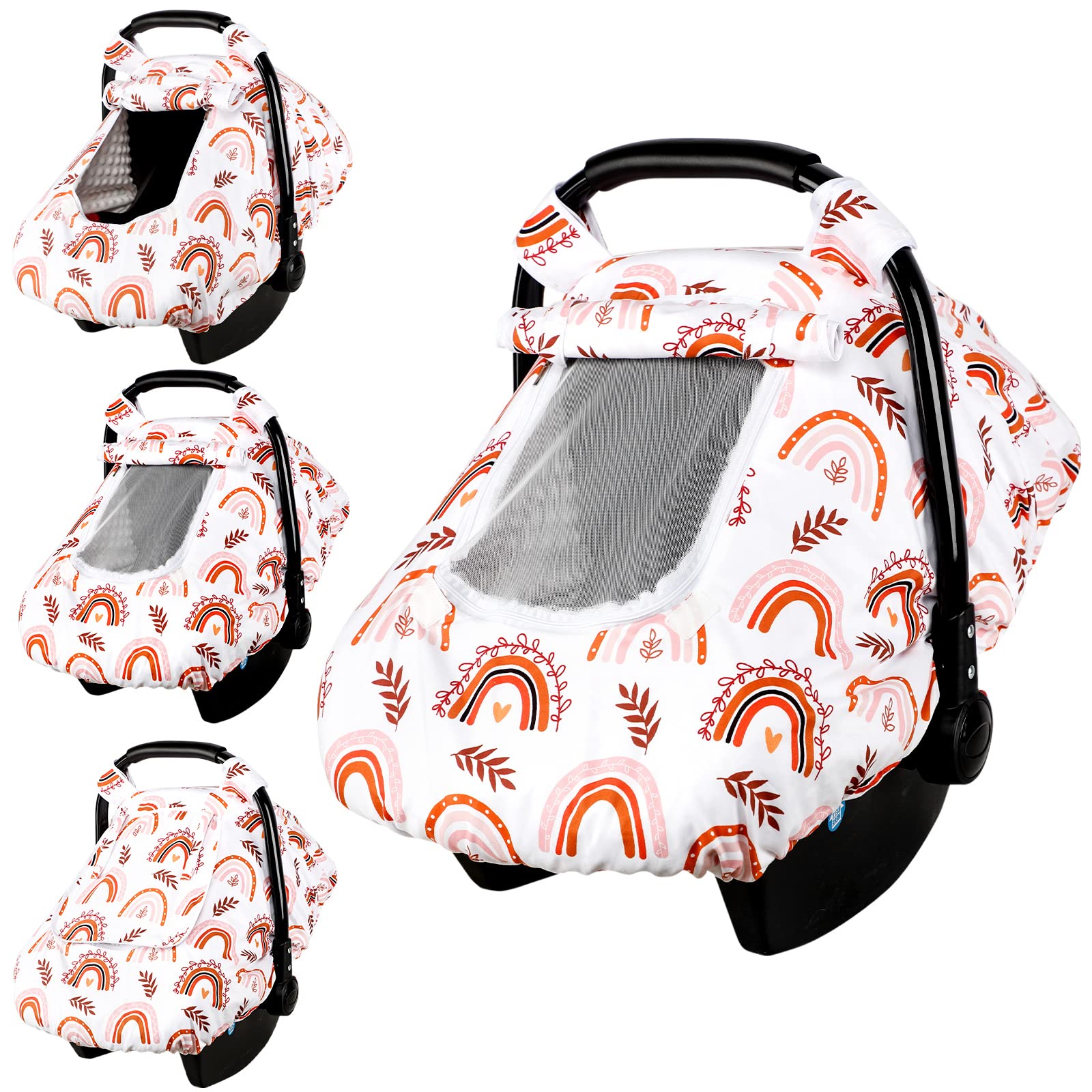Pea Pod rainbow-pattern car seat cover, cheerful design shields privacy and adds style on outings