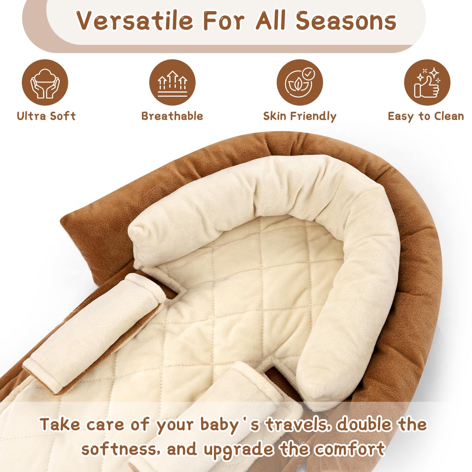 Pea Pod soft strap covers protect shoulders during car rides.