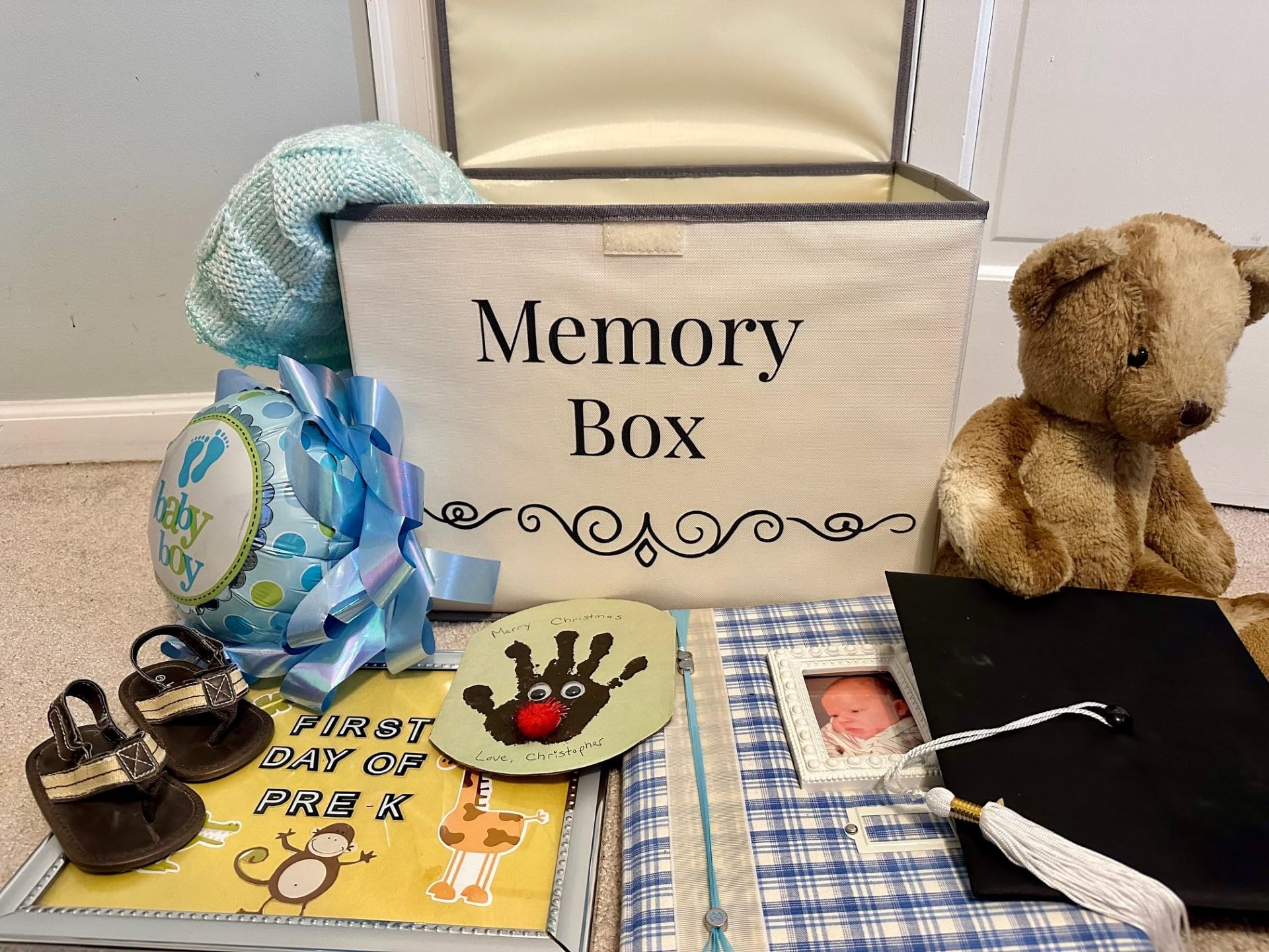 Pear Tree Essentials memory storage box folded design saves space when not in use.