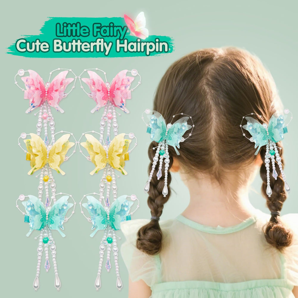 Pearl butterfly tassel hair clip on hair demonstrates quick styling for busy mornings