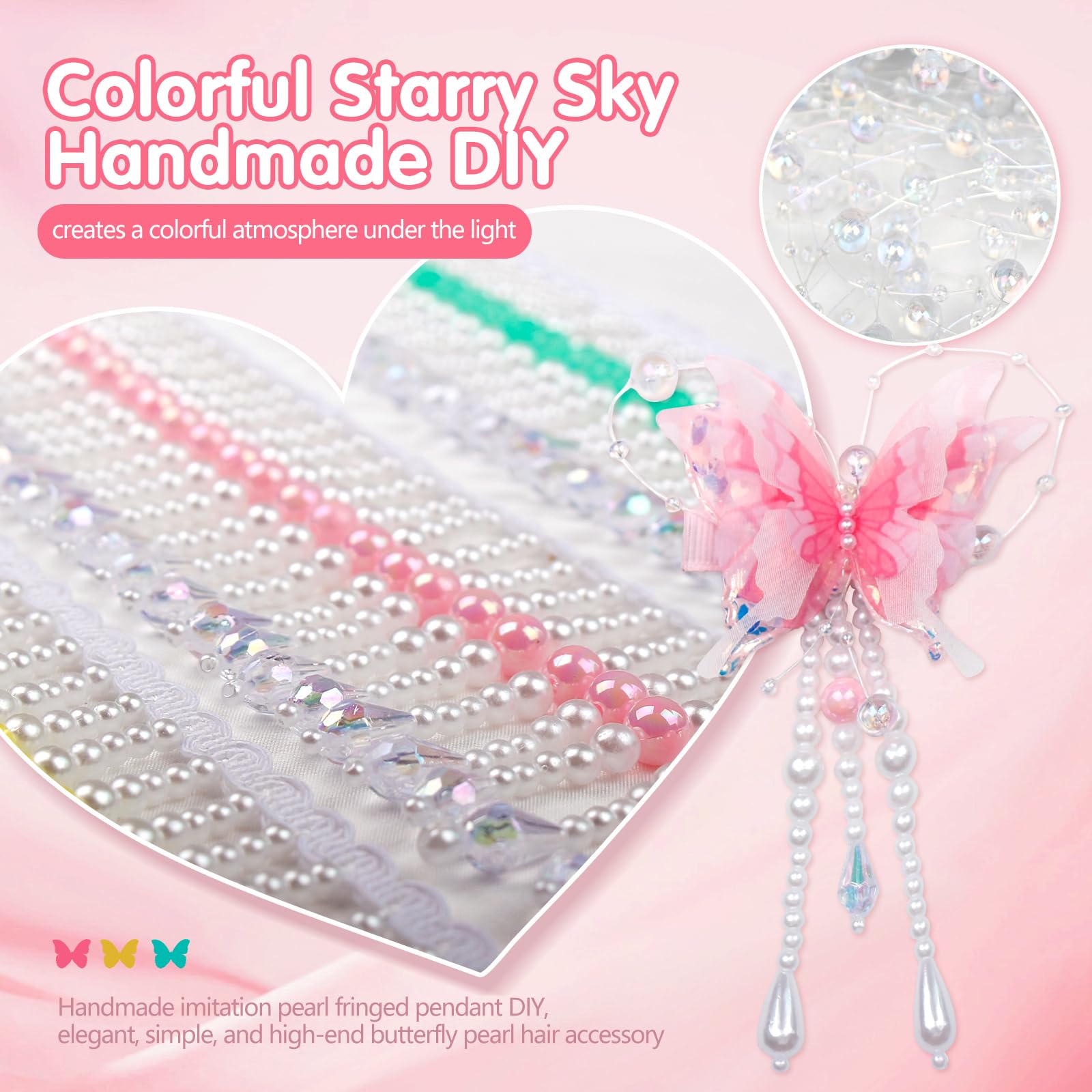 Pearl butterfly tassel hair clip pack shows versatile colors for events