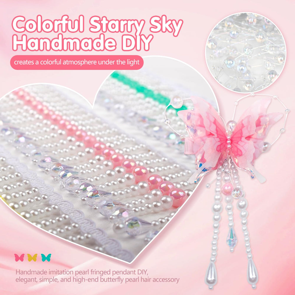 Pearl butterfly tassel hair clip pack shows versatile colors for events