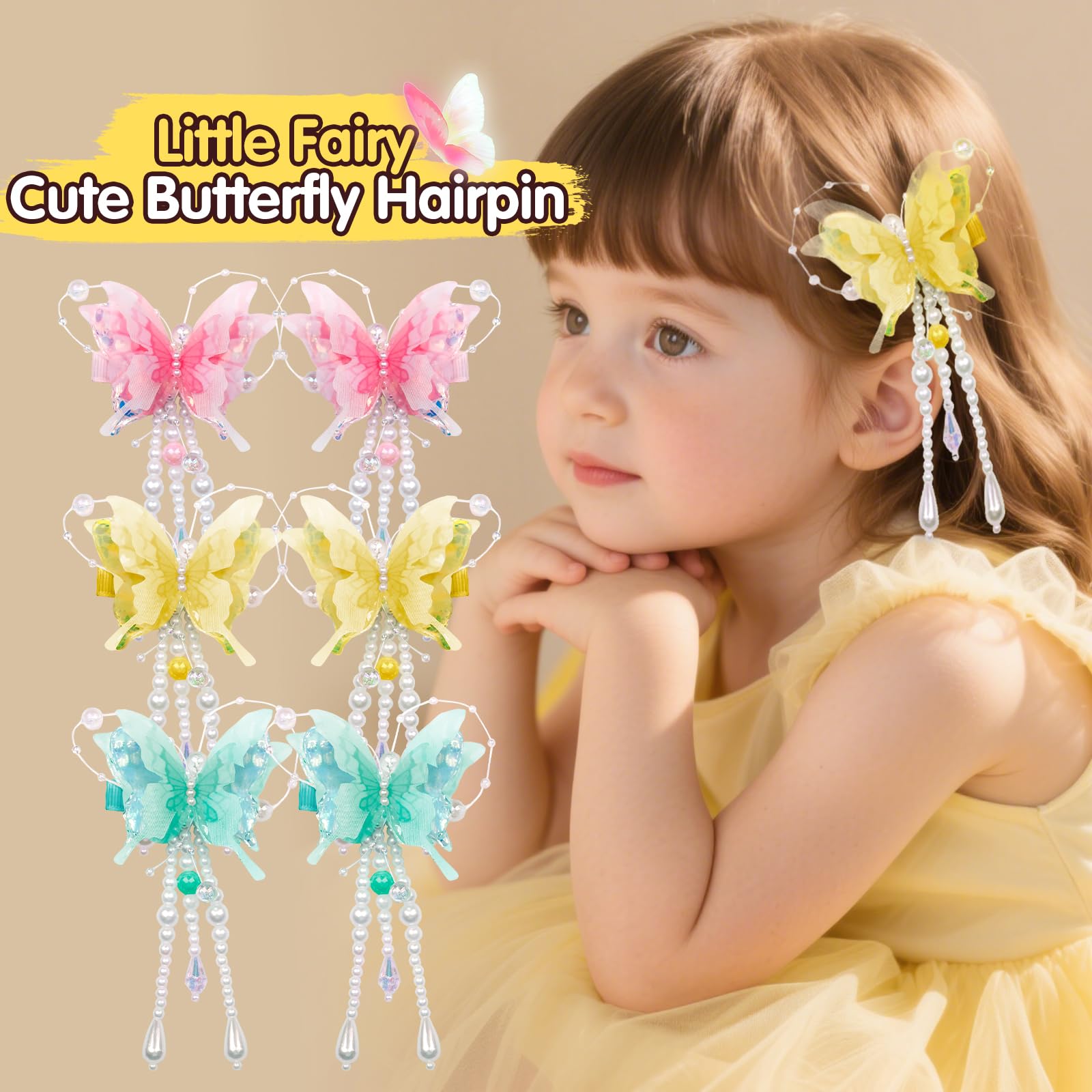 Pearl butterfly tassel hair clip pink adds sweet touch for everyday wear