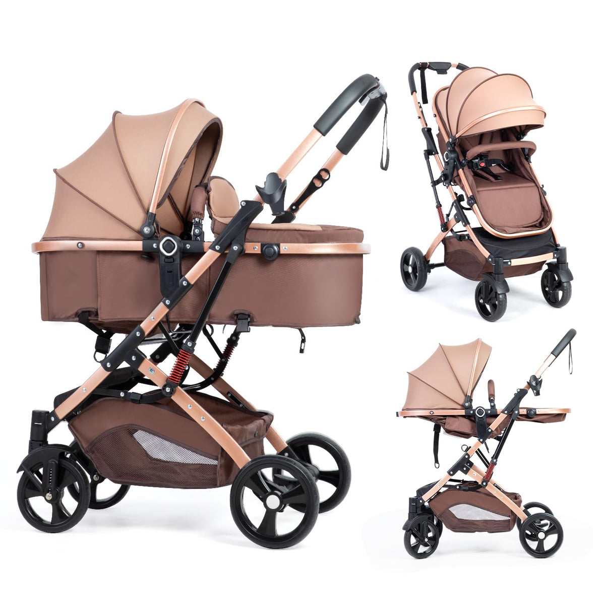PEARLOVE baby stroller with newborn foldable design for easy travel.