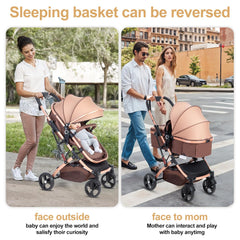 PEARLOVE stroller with adjustable handle height for comfortable parent grip.