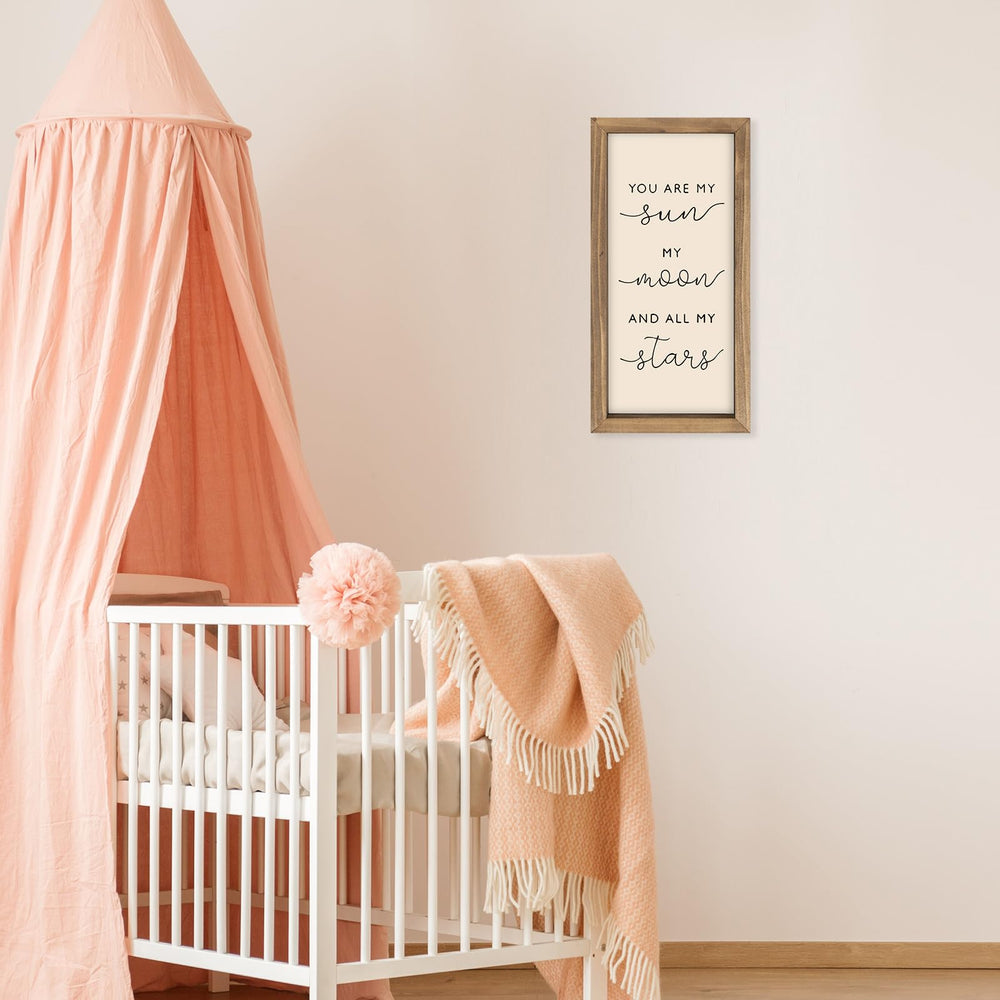 Pechpell rustic space themed wall art provides a playful yet chic focal point.