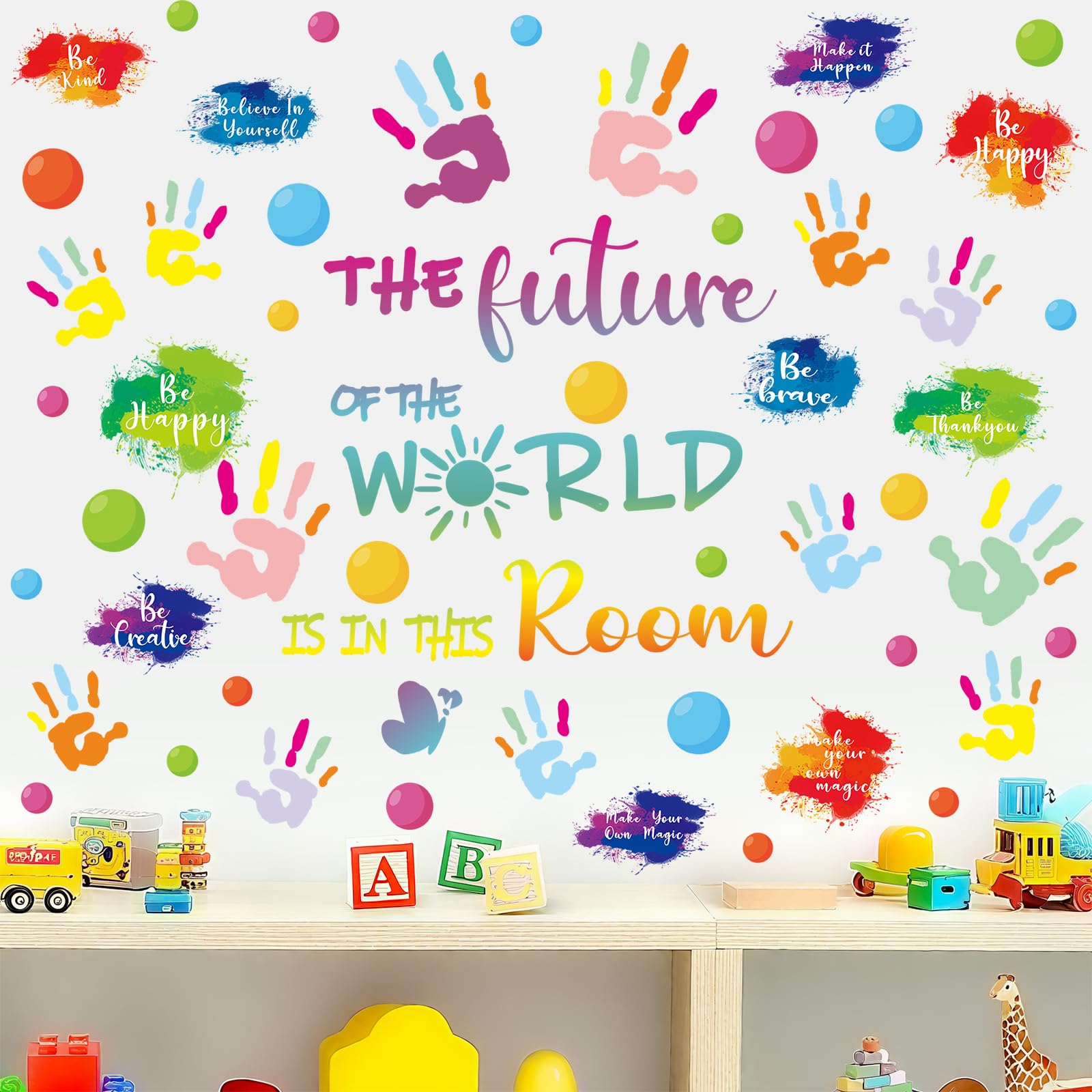 Pedel handprint wall stickers add creative texture to nurseries and learning spaces.