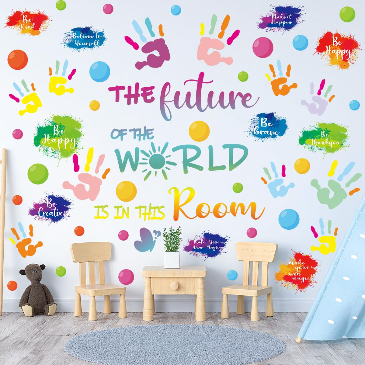 Pedel paint splatter wall decals brighten classrooms with vibrant colors and motivational messages.