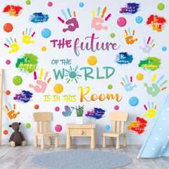 Pedel paint splatter wall decals brighten classrooms with vibrant colors and motivational messages.