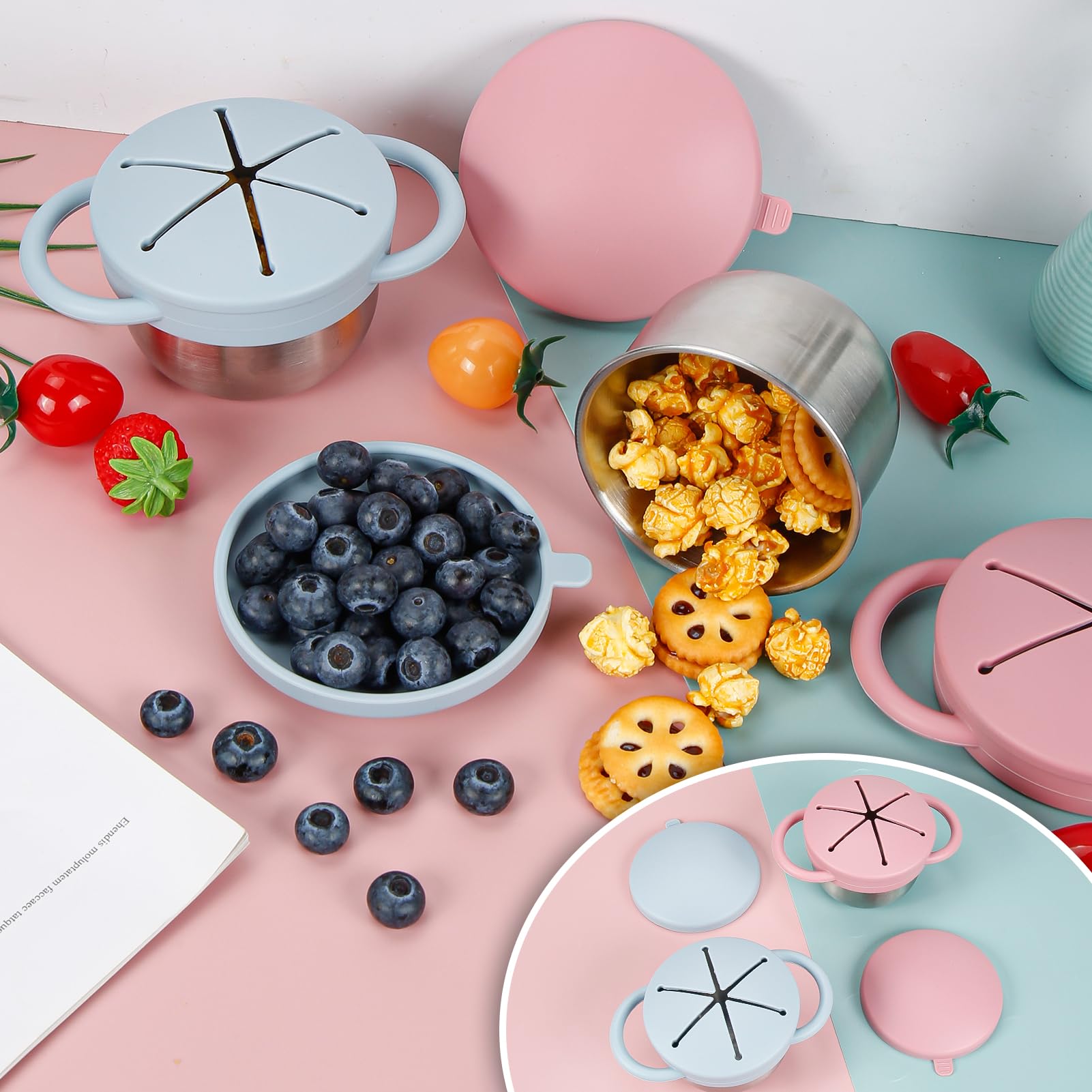 PEDFKLTU stainless steel body with silicone lid offers durable, easy-clean storage.