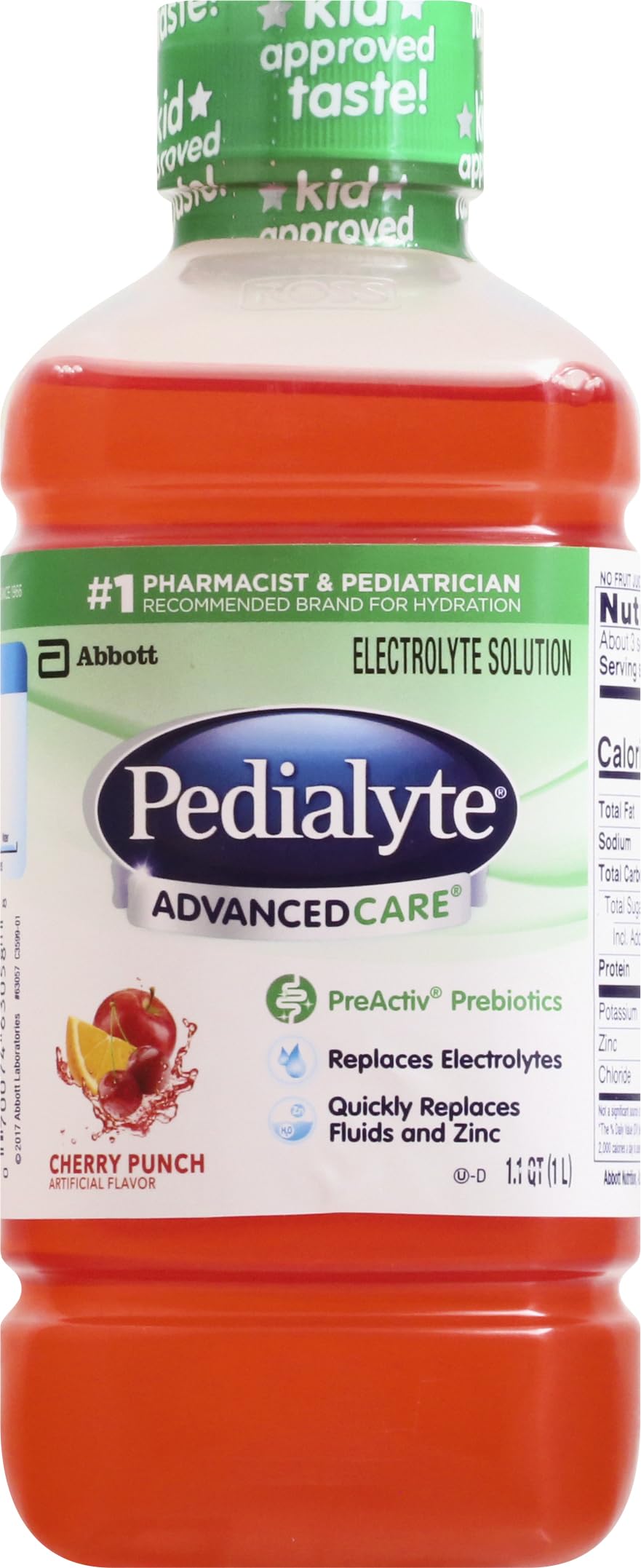 Pedialyte AdvancedCare Cherry Punch bottle supports quick hydration after activity