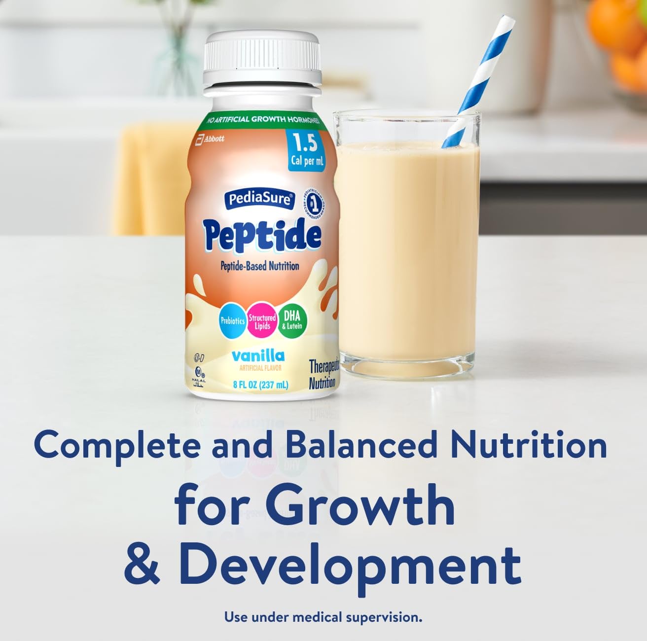PediaSure Peptide sole-source nutrition graphic illustrating complete pediatric nutrition.