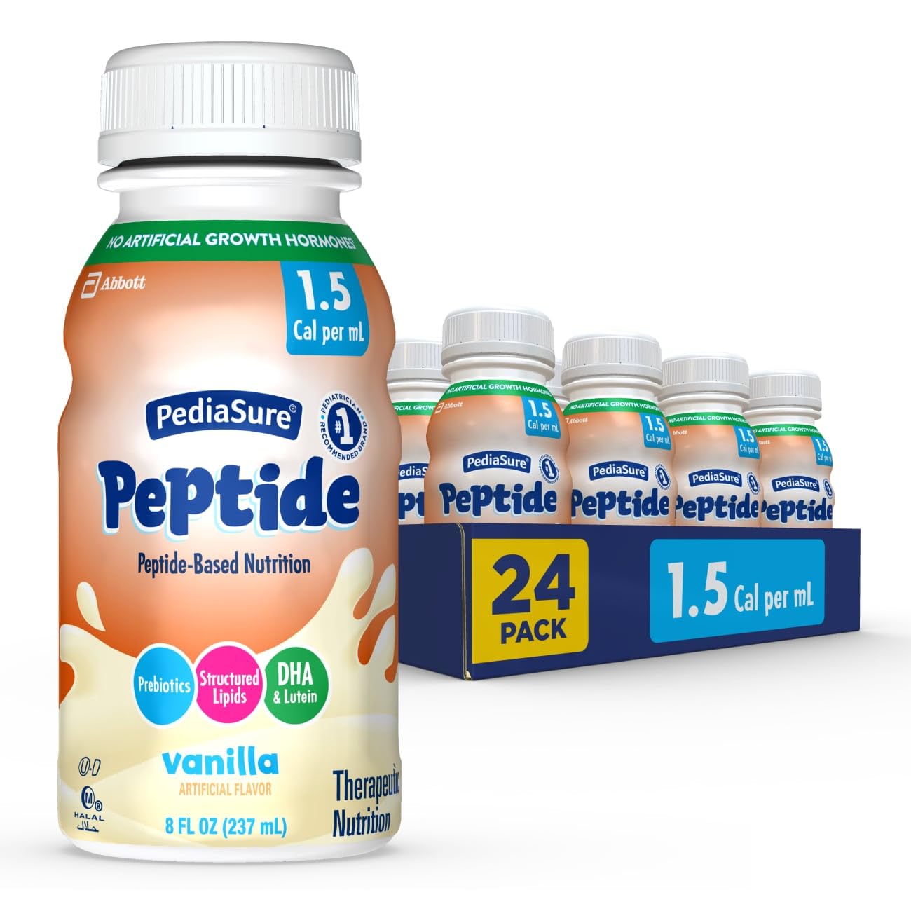 PediaSure Peptide vanilla bottle 8oz ready-to-use nutrition for kids.