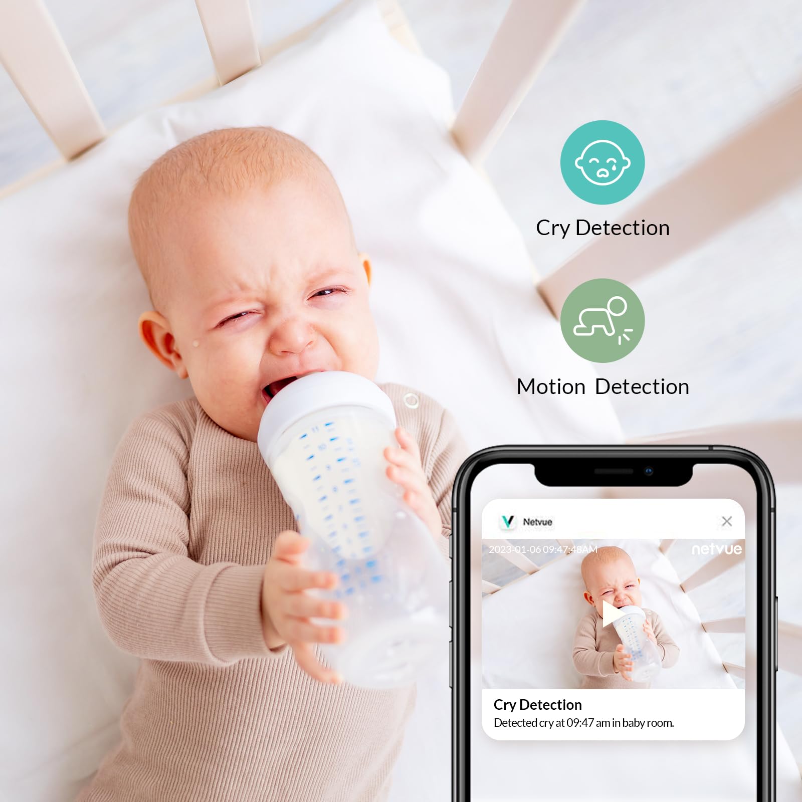 Peekababy temperature and humidity display helps maintain nursery comfort.