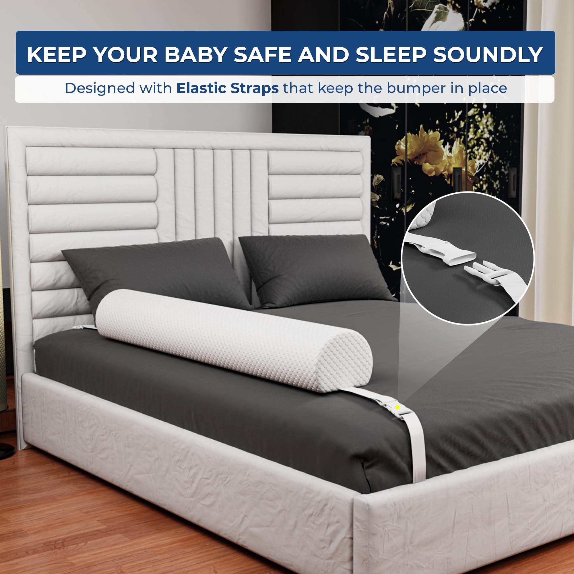Peekabi bed rail tri-slide adjuster allows easy strap length customization